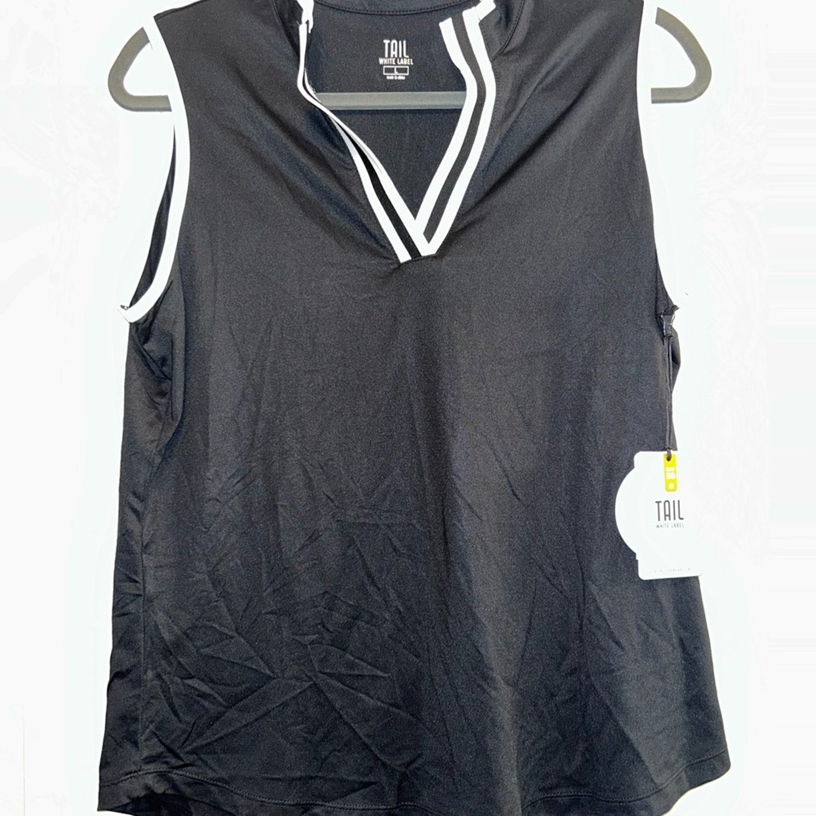 Tail Black And White Tank Top With V-Neck